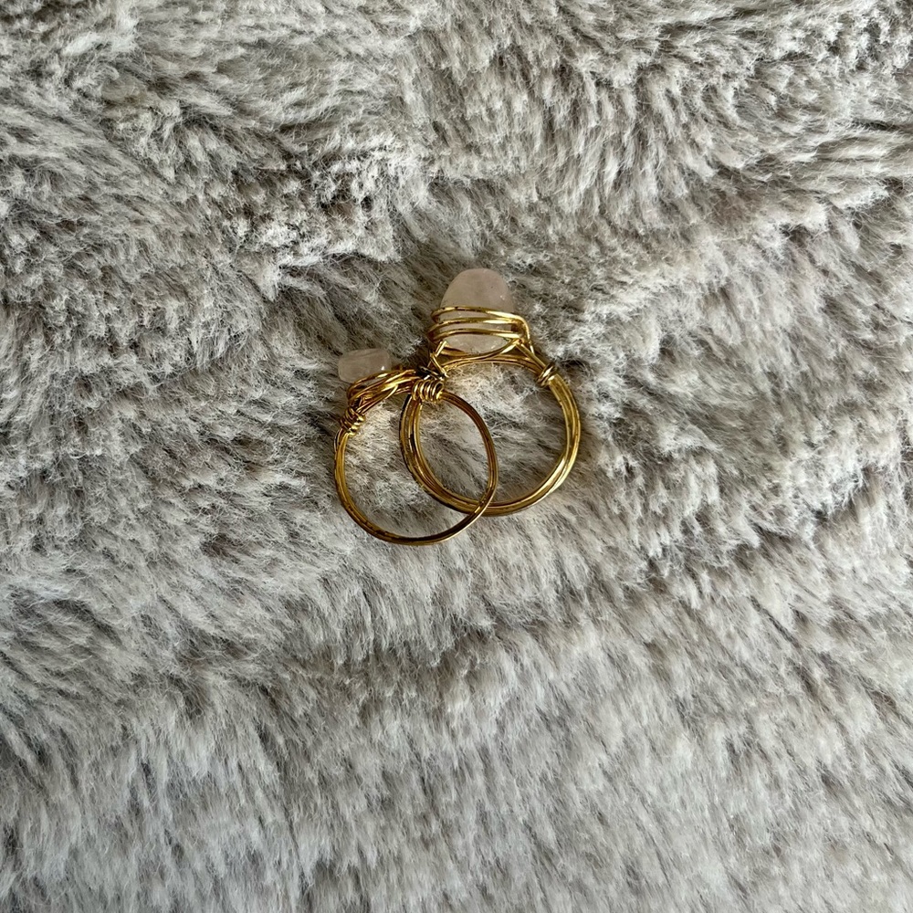 homemade rose quartz rings